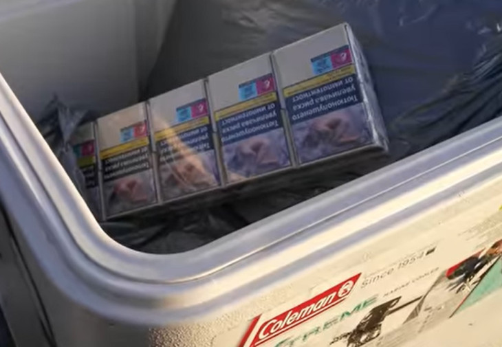 Eredeti hamis cigi a hűtőtáskában (Fotó: NAV)