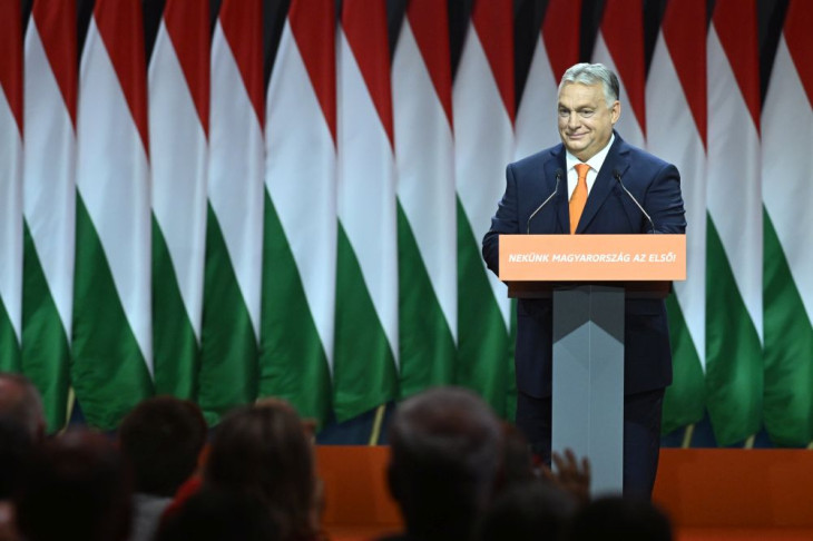 Orbán Viktor miniszterelnök a Magyar Polgári Szövetség tisztújító kongresszusán (Fotó: MTI/Koszticsák Szilárd)