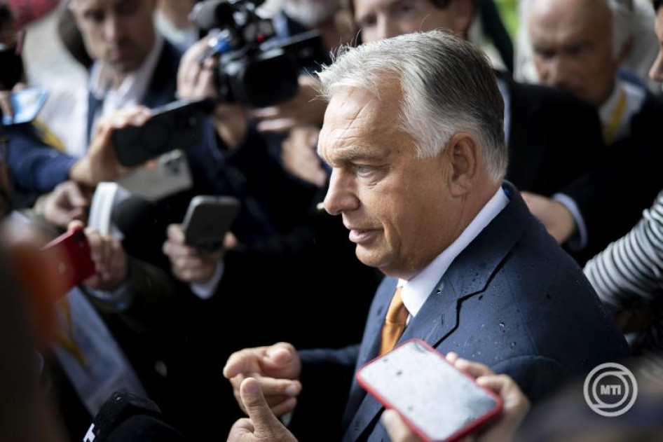 Cernobbio, 2024. szeptember 6. Orbán Viktor miniszterelnök a sajtó képviselőinek nyilatkozik az észak-olaszországi Cernobbióban, ahol részt vesz az Európai Ház - Ambrosetti fórumon