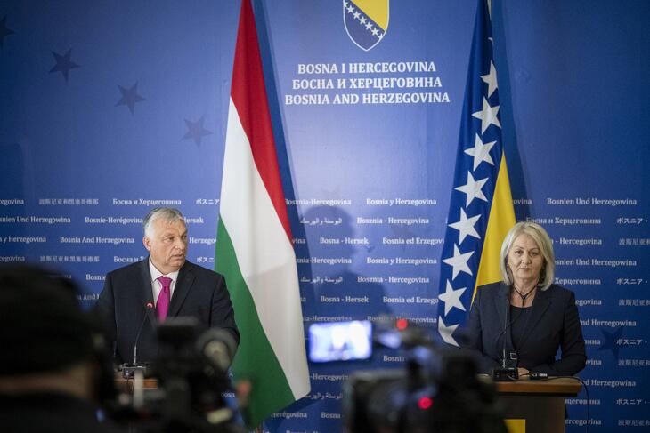 Orbán Viktor kormányfő és Borjana Kristo bosznia-hercegovinai miniszterelnök (Fotó: MTI/Miniszterelnöki Sajtóiroda/Benko Vivien Cher)