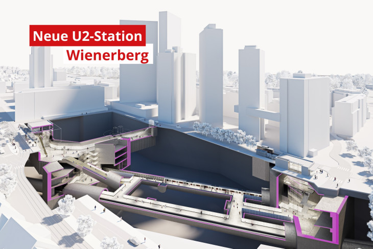 Az U2-es metró két új állomásának látványterve (Fotó: Architekt Moßburger/OLN-Office Le Nomade)