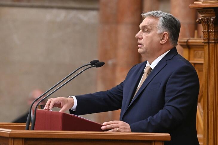 Orbán Viktor miniszterelnök napirend előtti felszólalásában (Fotó: MTI/Máthé Zoltán)