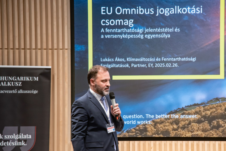 Lukács Ákos az EY partnere elődásában felvázolta az aznapi változások főbb jellemzőit 